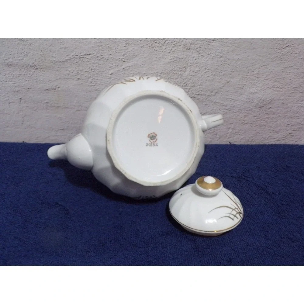 Lefton China Hand Painted & 24K Gold Teapot Salad Plt Cream & Sugar Ashtrays Set